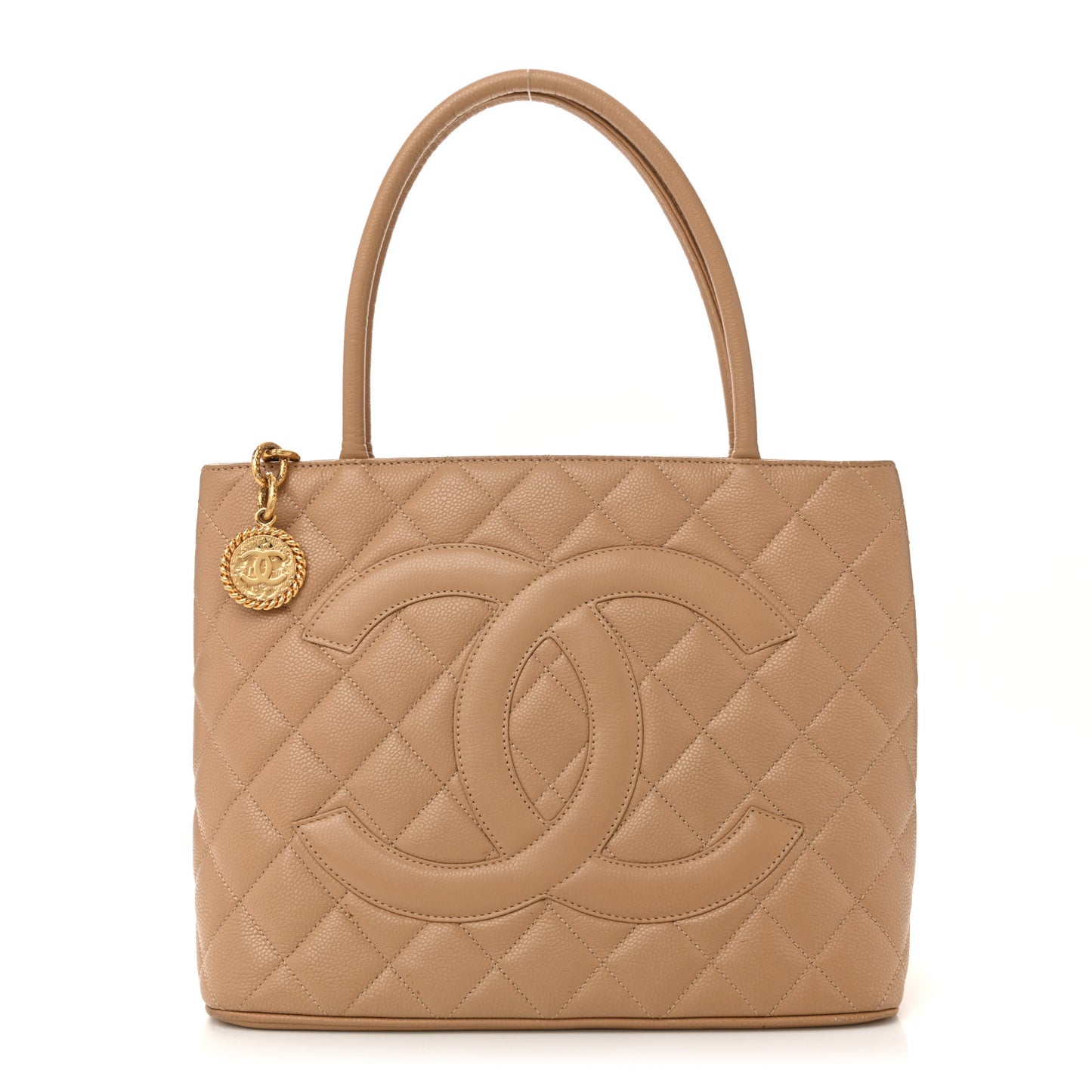 Caviar Quilted Medallion Tote Beige