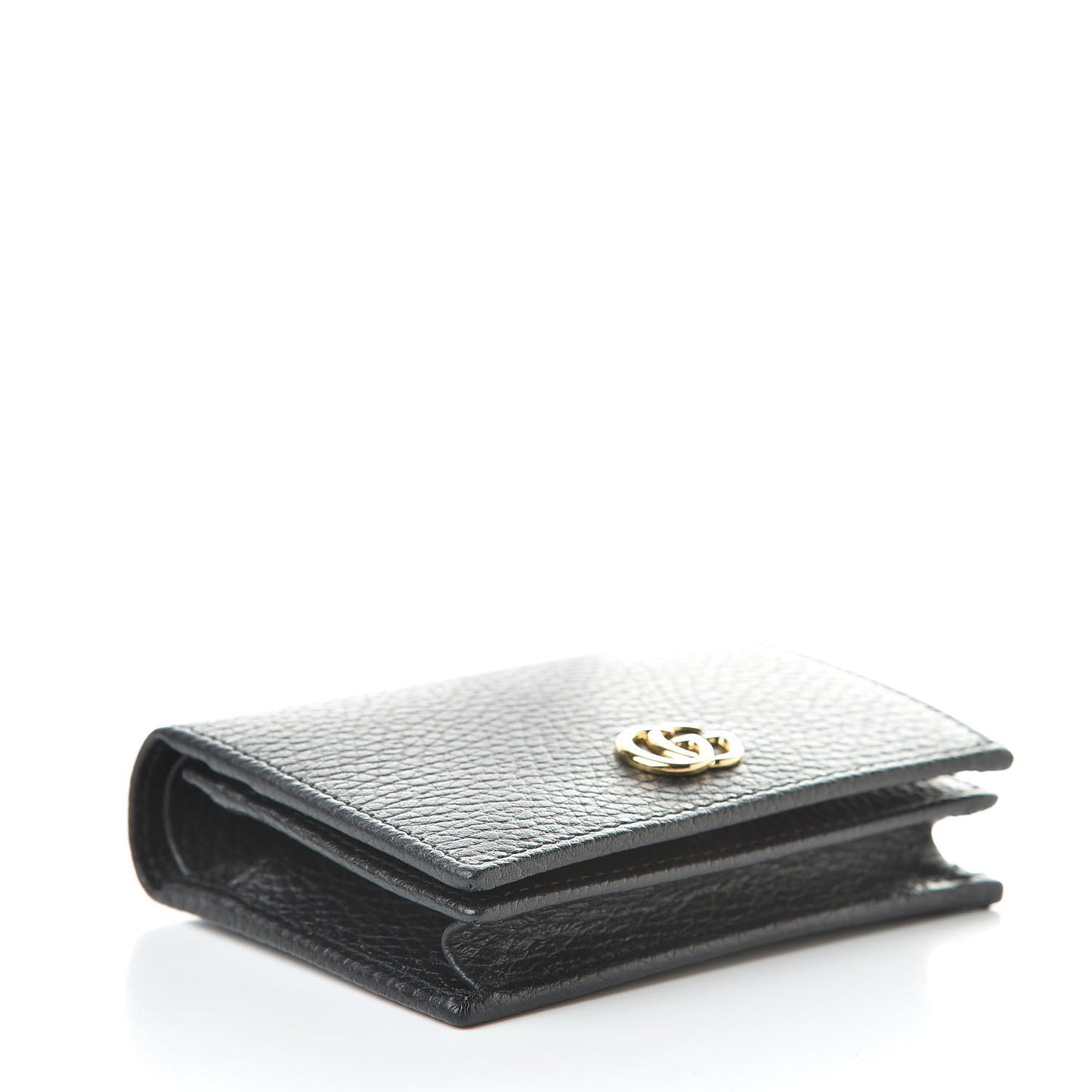 Pebbled Calfskin GG Marmont Card Case Black