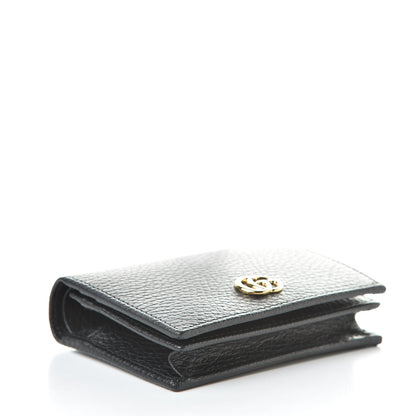 Gucci Pebbled Calfskin GG Marmont Card Case Black 4 of 8