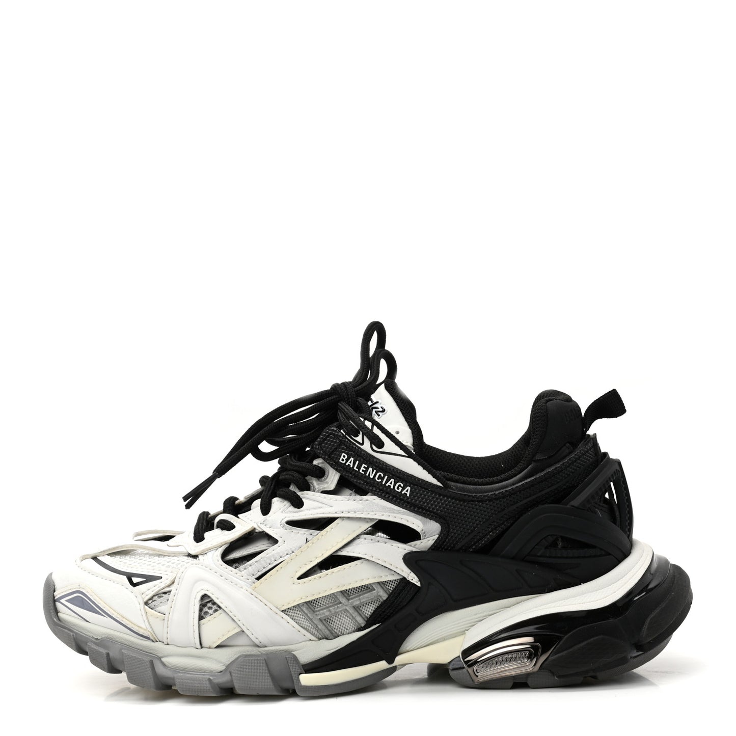 Rubber Mesh Bi-Color Womens Track.2 Open Sneakers 38 Black White