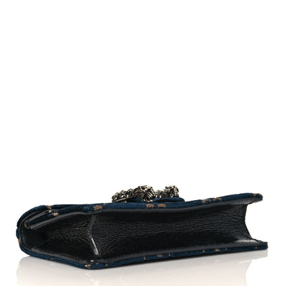 Gucci Velvet GG Monogram Super Mini Dionysus Shoulder Bag Blue Beige Black 4 of 9