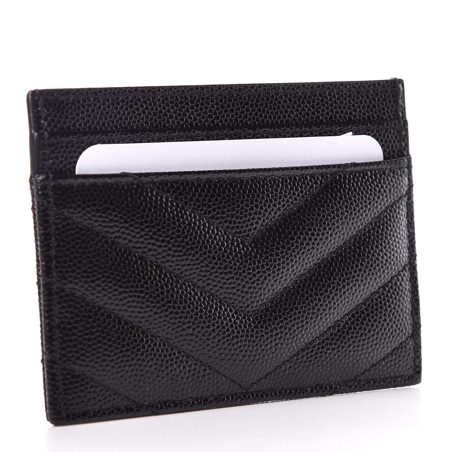 Grain De Poudre Matelasse Chevron Monogram Credit Card Case Black