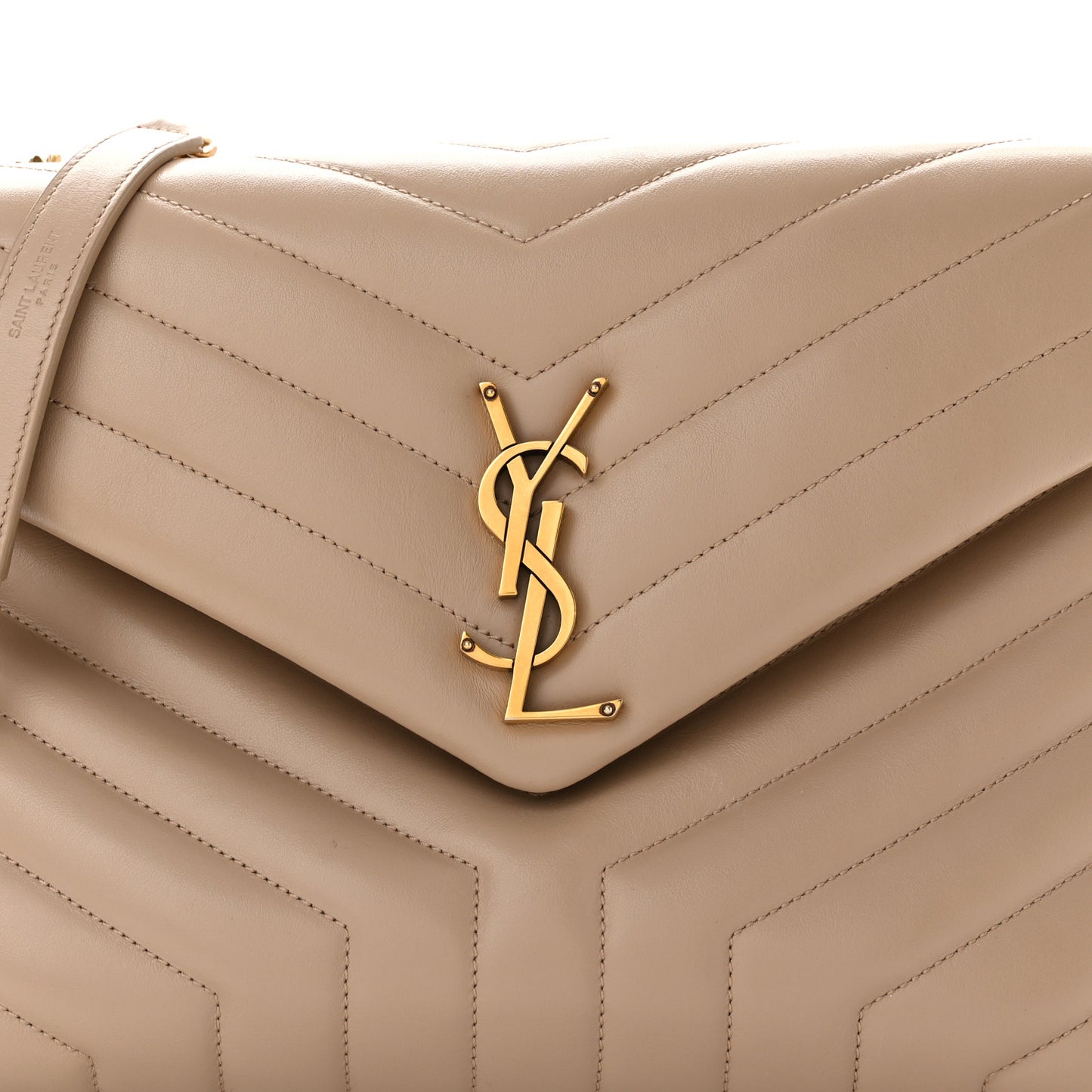 Calfskin Y Quilted Monogram Medium Loulou Chain Satchel Dark Beige