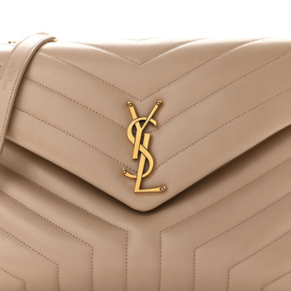 Saint Laurent Calfskin Y Quilted Monogram Medium Loulou Chain Satchel Dark Beige 8 of 10