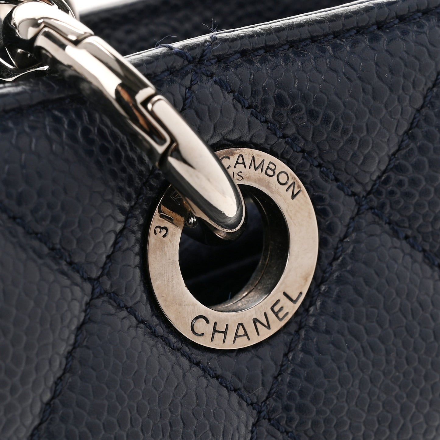 Caviar Quilted Grand Shopping Tote GST Navy Blue