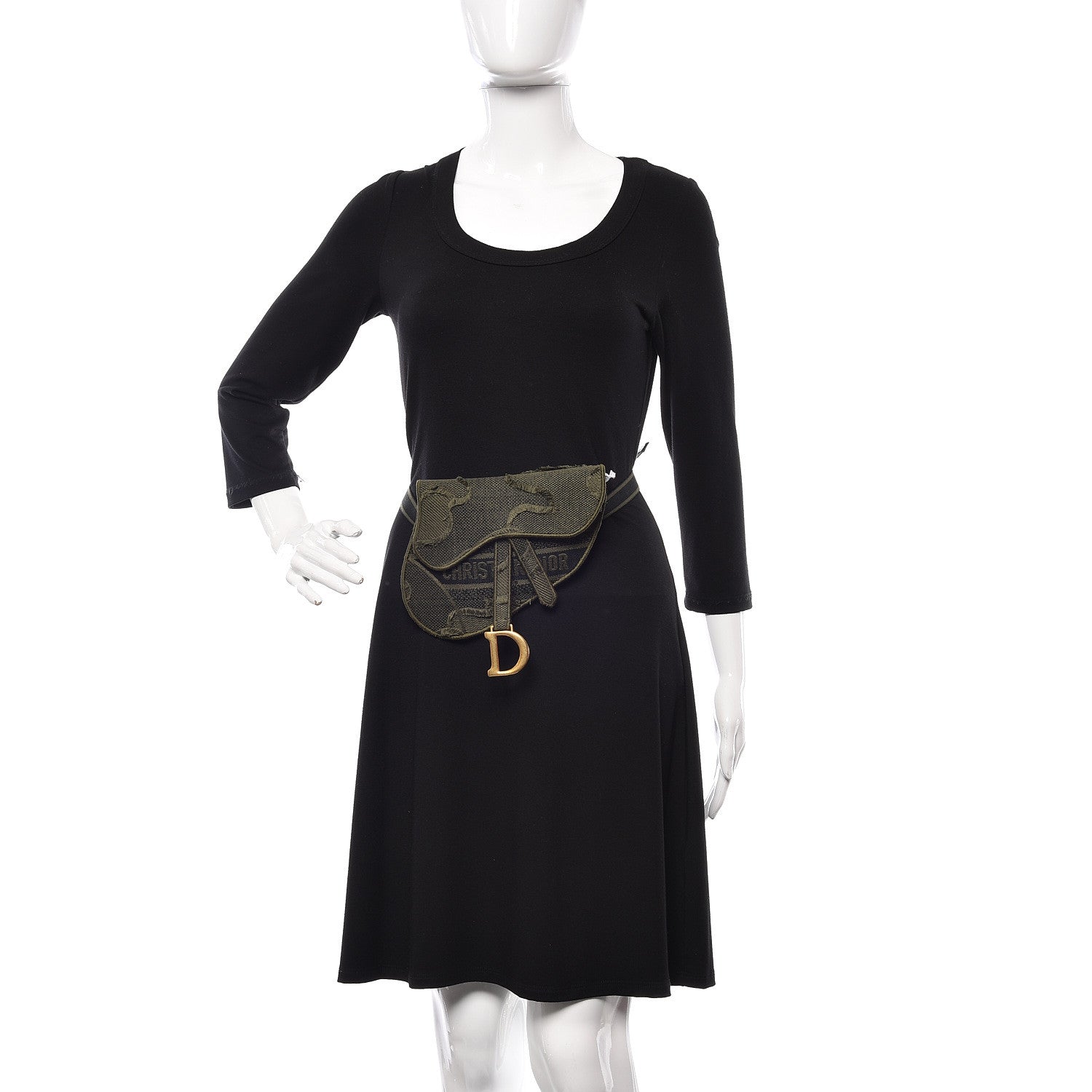 Christian Dior Canvas Embroidered Camouflage Saddle Belt Bag Green 2 of 10