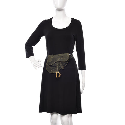 Christian Dior Canvas Embroidered Camouflage Saddle Belt Bag Green 2 of 10