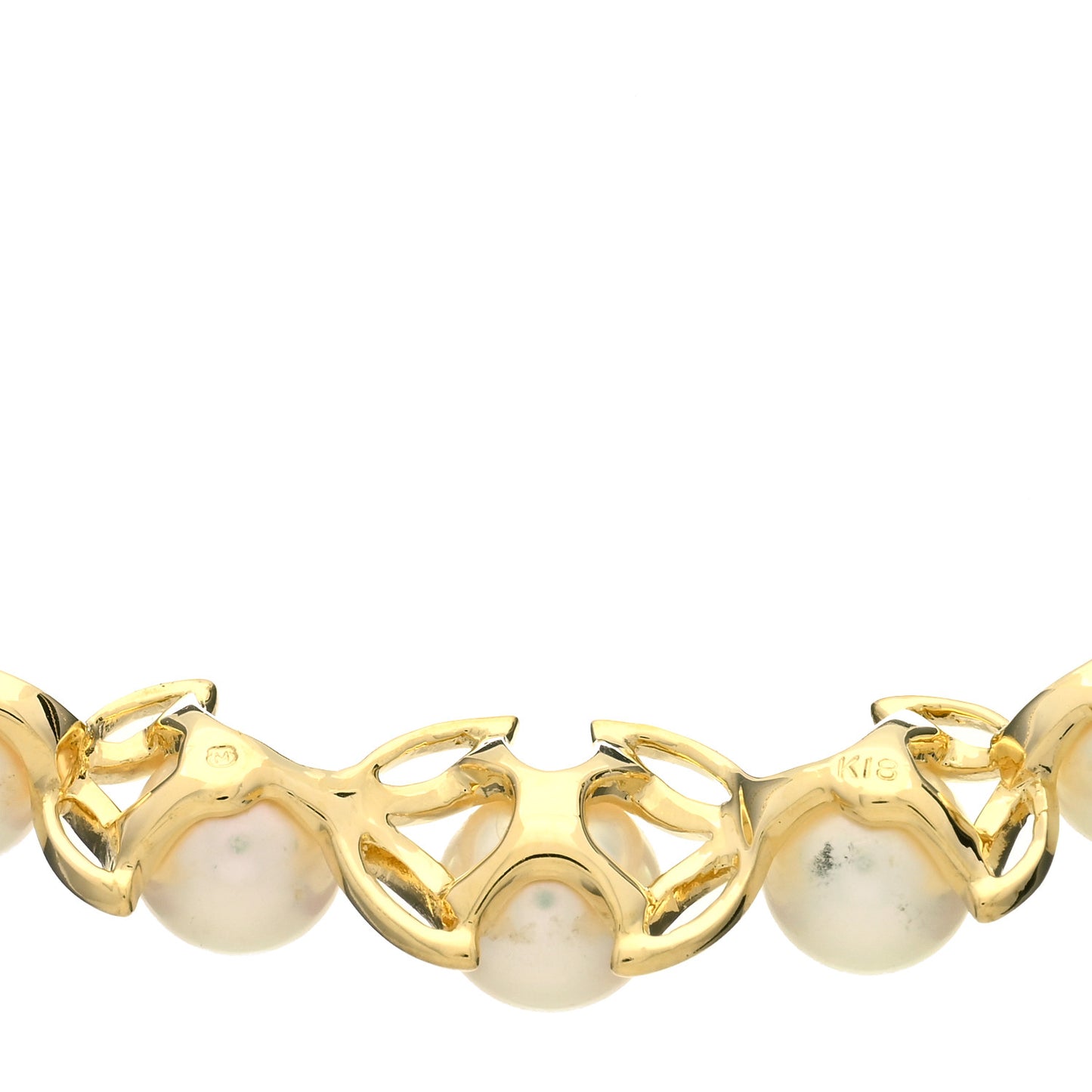 18K Yellow Gold Akoya Pearl 5.5-6mm Leaf Pendant Necklace