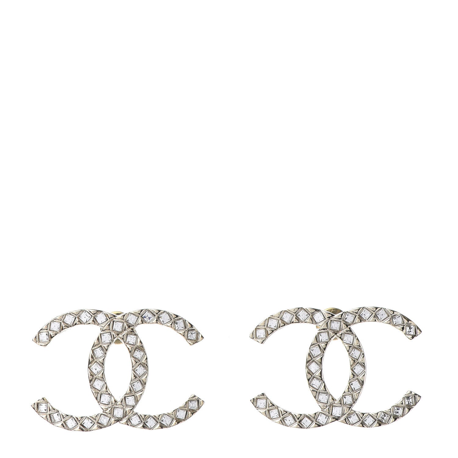 Chanel Baguette Crystal High Society CC Earrings Gold 1 of 5