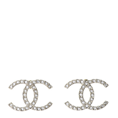 Chanel Baguette Crystal High Society CC Earrings Gold 1 of 5