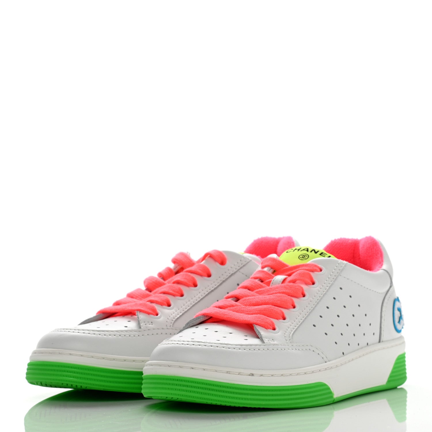 Chanel Calfskin Womens Logo Sneakers 38 White Multicolor 3 of 10