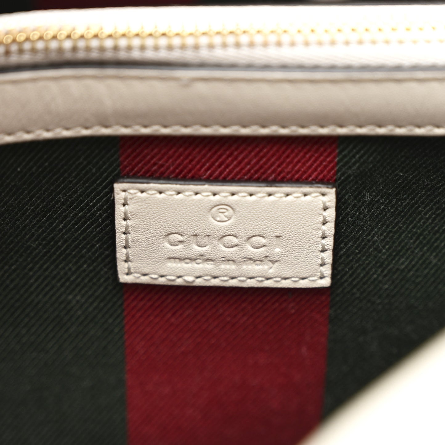 GG Supreme Monogram Medium Emblem Bucket Bag Beige White