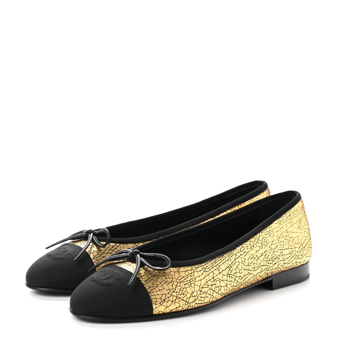 Metallic Calfaskin Cap Toe CC Ballerina Flats 38 Gold