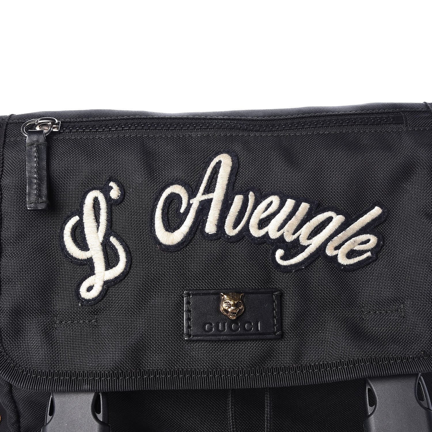 Gucci Techno Canvas Web L'Aveugle Par Amour Embroidered Double Buckle Backpack Black 8 of 12