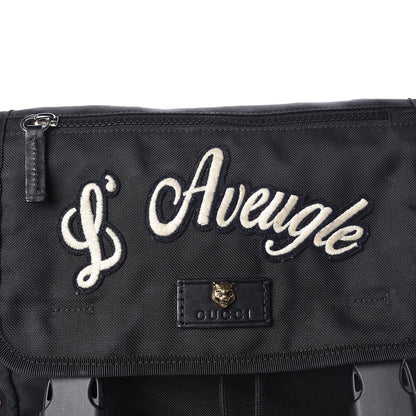 Gucci Techno Canvas Web L'Aveugle Par Amour Embroidered Double Buckle Backpack Black 8 of 12
