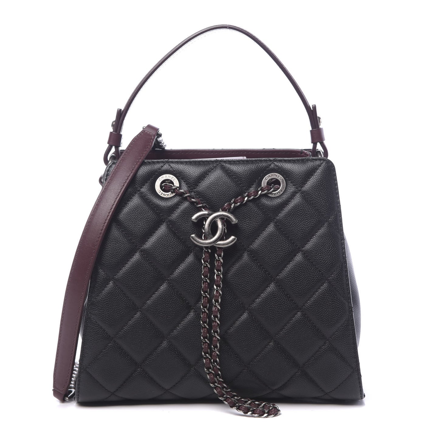 Caviar Quilted Small CC Bucket Bag Black