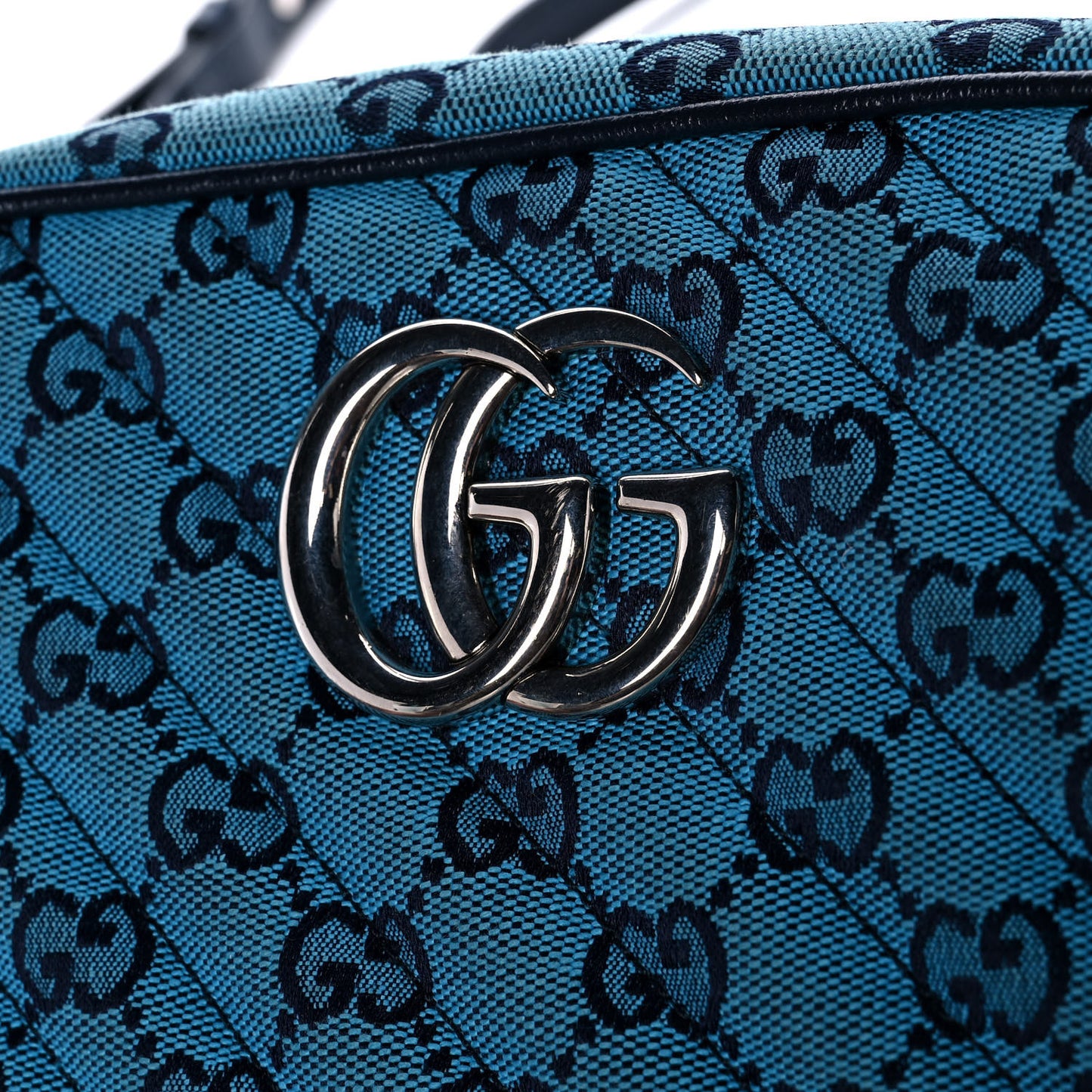 Monogram Multicolor Matelasse Diagonal Small GG Marmont Chain Shoulder Bag Light Blue