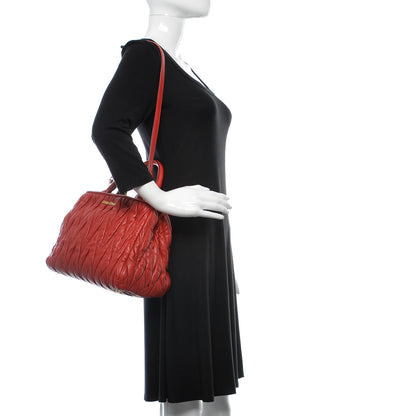 Miu Miu Nappa Matelasse Bauletto Top Handle Bowler Rosso 2 of 10