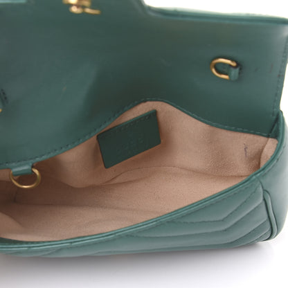Gucci Calfskin Matelasse Super Mini GG Marmont Shoulder Bag Emerald Green 5 of 11