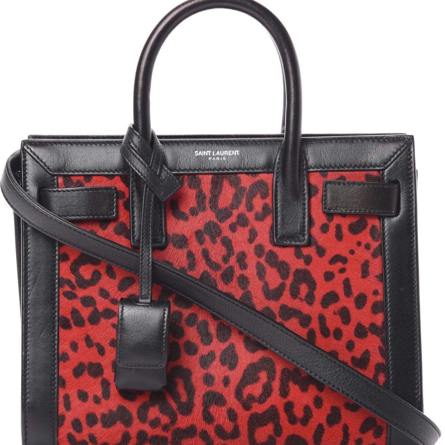 Calf Hair Leopard Printed Nano Sac De Jour Red Black
