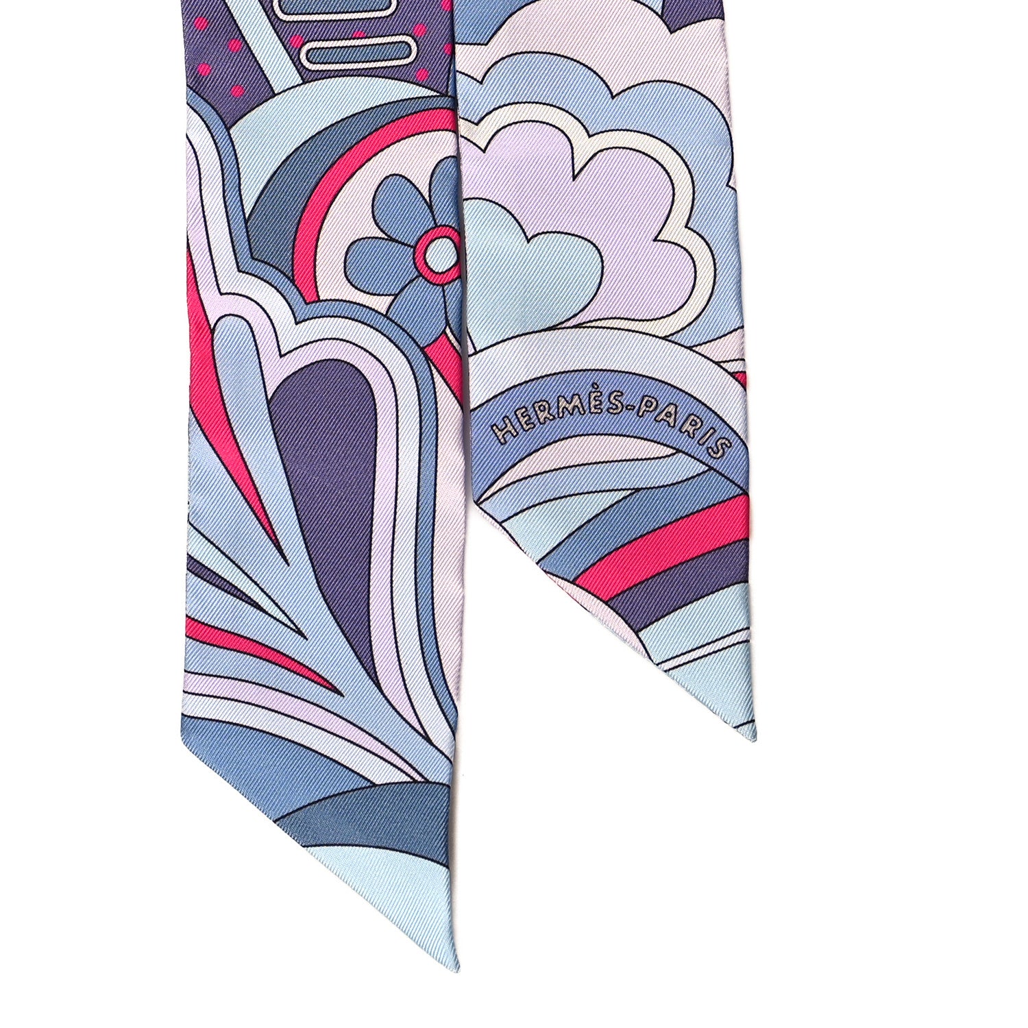 Hermes Silk Faubourg Rainbow Twilly Blue Jean Rose Vif 2 of 4