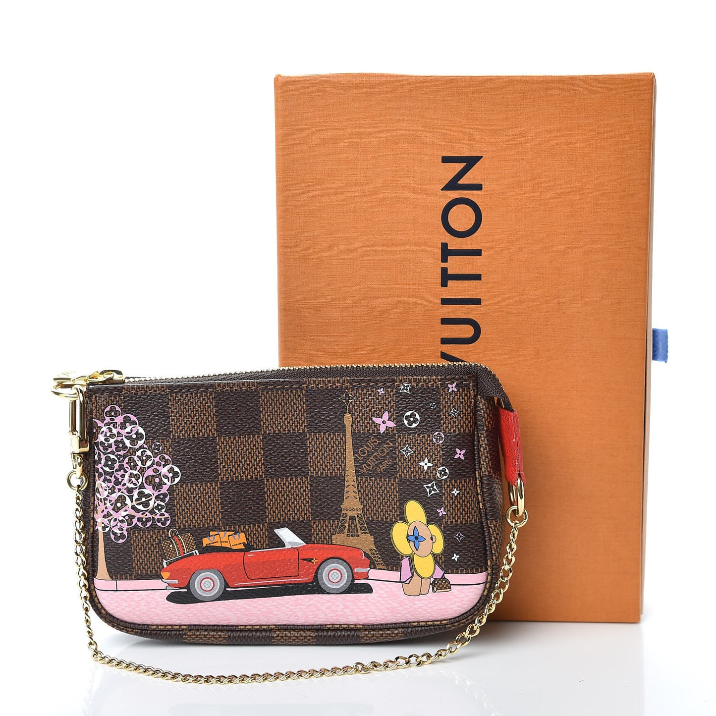 Damier Ebene 2019 Christmas Animation Mini Pochette Accessories Red