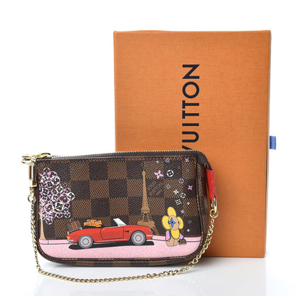 Louis Vuitton Damier Ebene 2019 Christmas Animation Mini Pochette Accessories Red 8 of 8