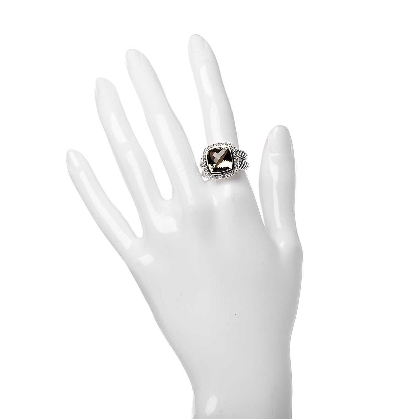 Sterling Silver 18K Yellow Gold Diamond Lemon Quartz 11mm Albion Ring 54 7