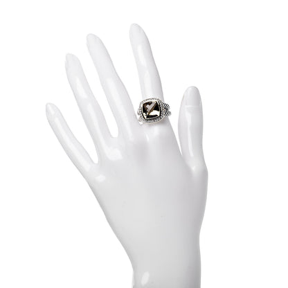 David Yurman Sterling Silver 18K Yellow Gold Diamond Lemon Quartz 11mm Albion Ring 54 7 2 of 6