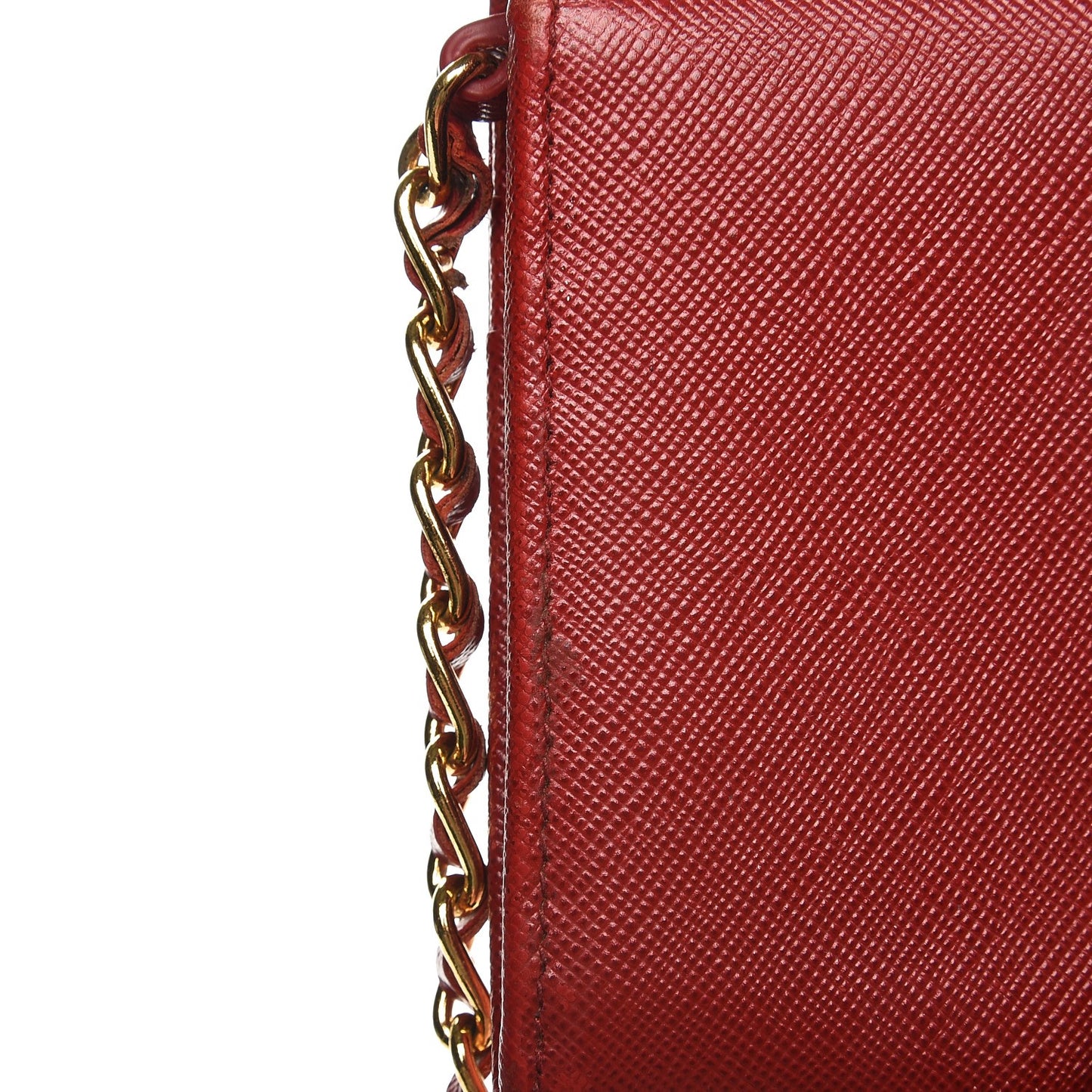 Saffiano Metal Oro Chain Wallet Fuoco