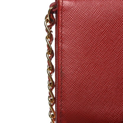 Prada Saffiano Metal Oro Chain Wallet Fuoco 9 of 15