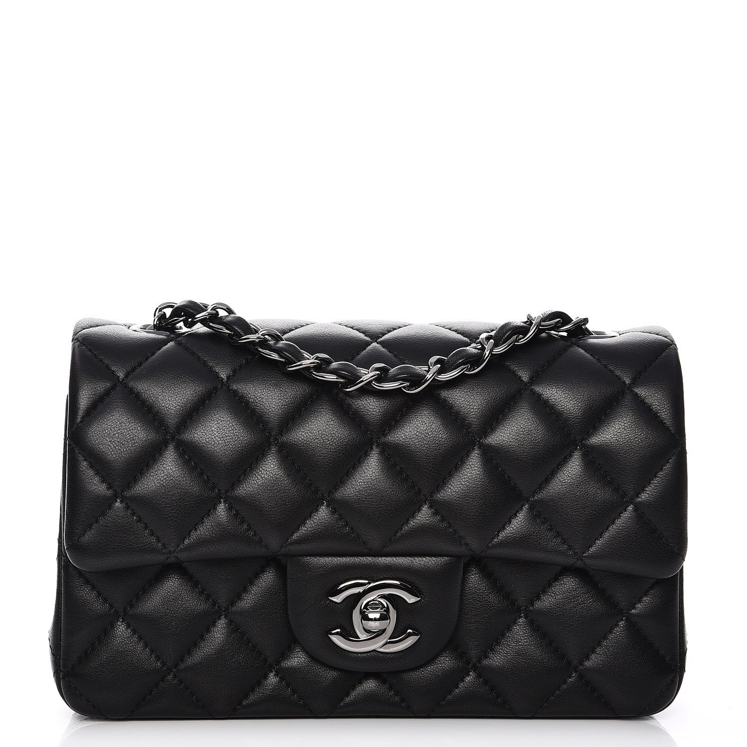 Chanel Lambskin Quilted Mini Rectangular Flap Black 1 of 8