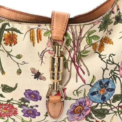 Gucci Canvas Floral Flora Small Jackie O Hobo White White 8 of 11
