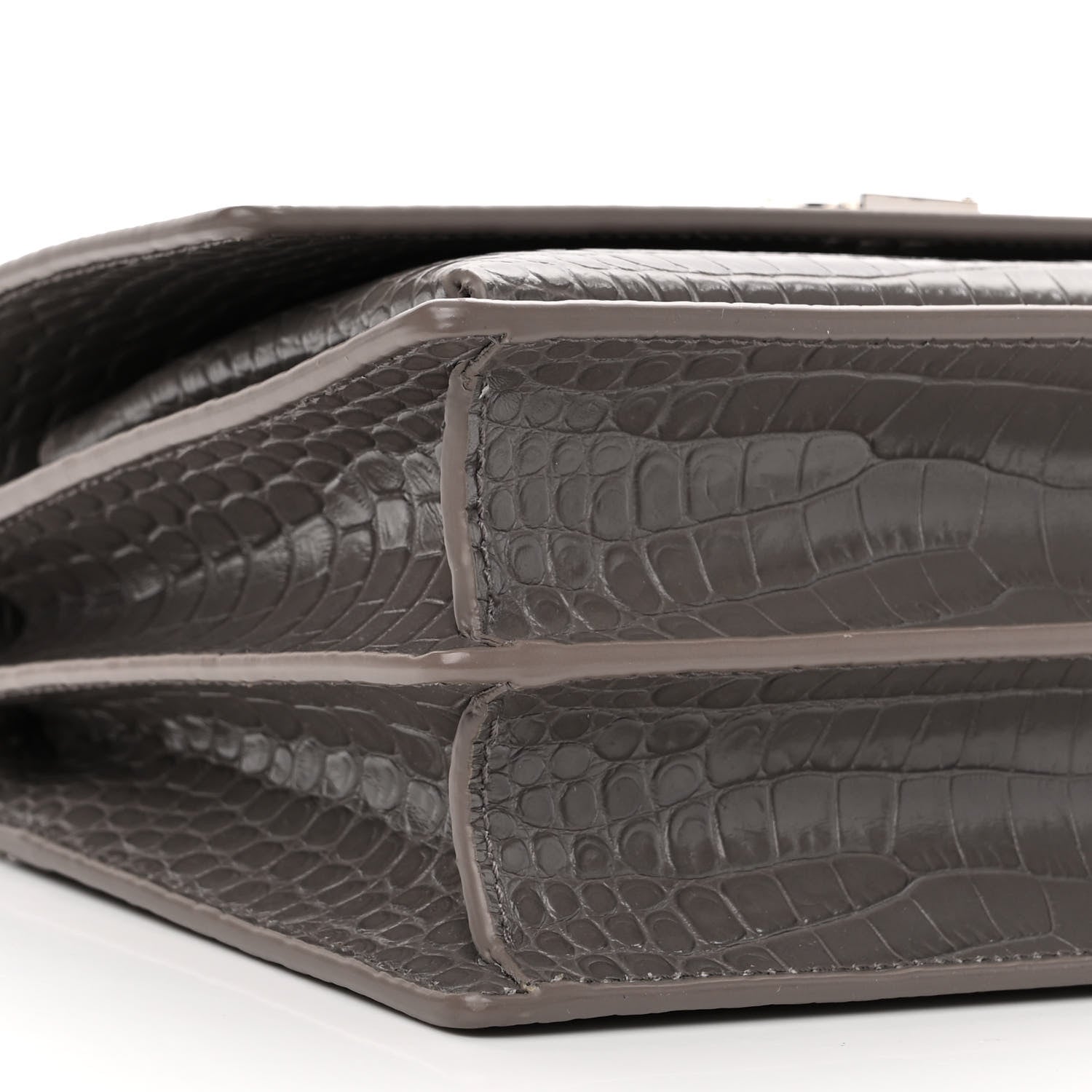 Saint Laurent Calfskin Crocodile Embossed Medium Monogram Sunset Fog 9 of 10