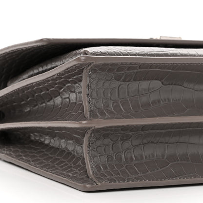 Saint Laurent Calfskin Crocodile Embossed Medium Monogram Sunset Fog 9 of 10