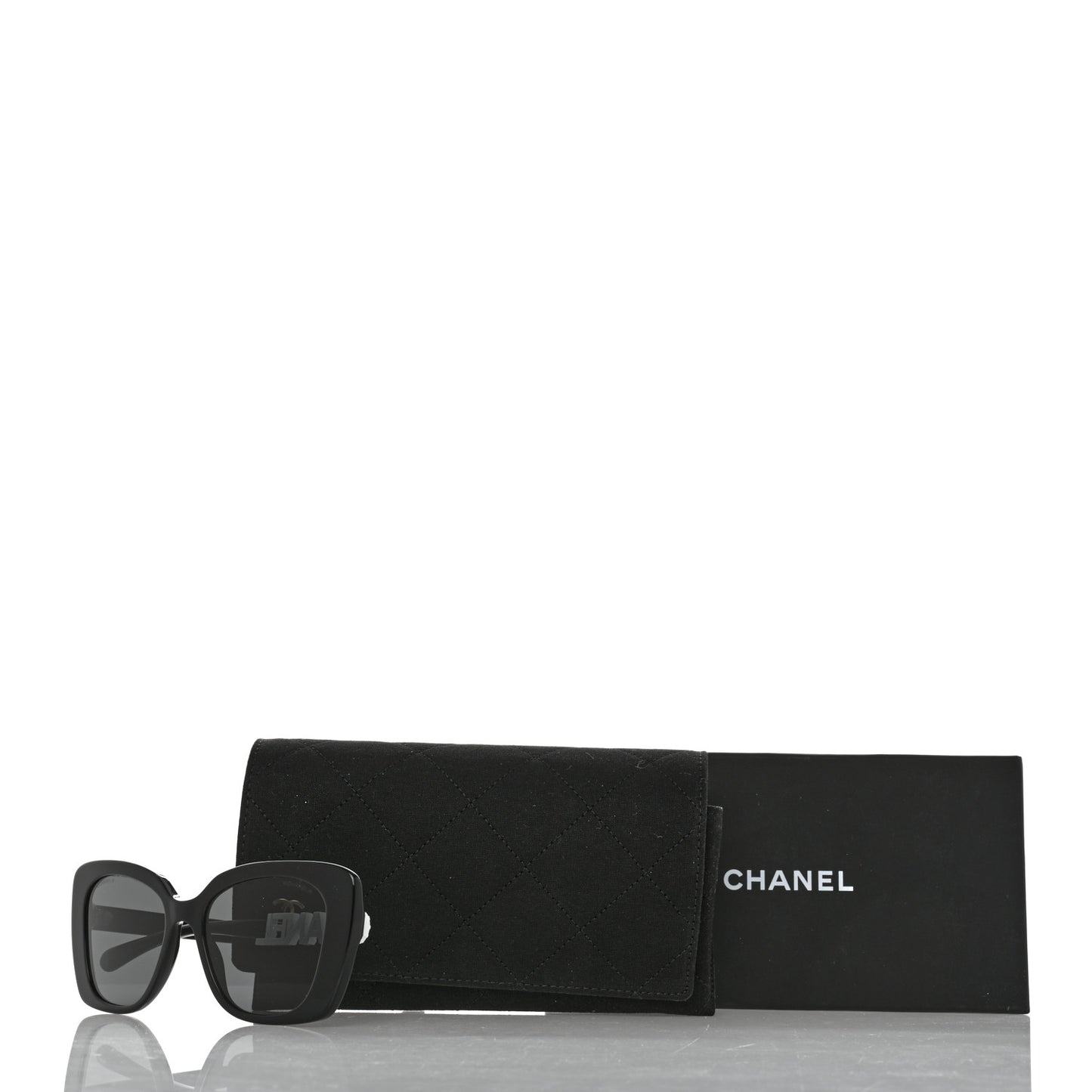 Acetate Strass Square Sunglasses 5422-B Black White