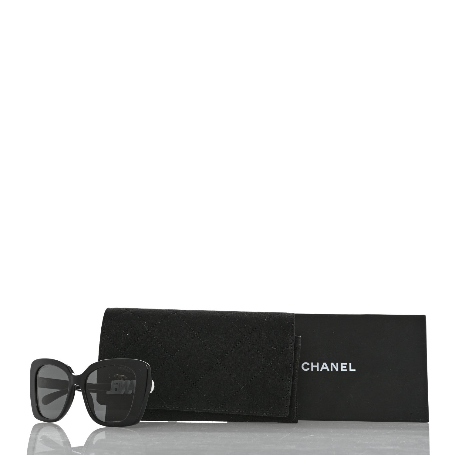 Chanel Acetate Strass Square Sunglasses 5422-B Black White 9 of 9
