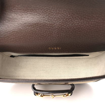 Gucci Monogram Jumbo GG Textured Dollar Calfskin Web Mini Horsebit 1955 Shoulder Bag Camel Ebony New Acero 5 of 10