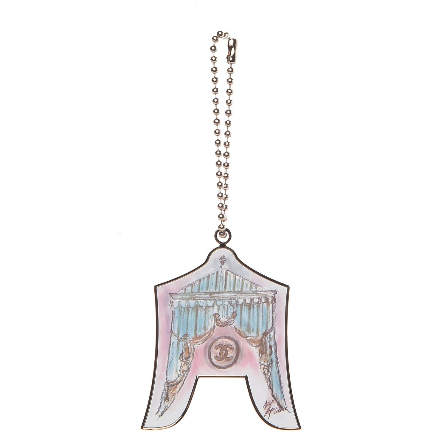 Chanel Enamel Circus Tent Bag Charm Pink Blue Silver 1 of 4