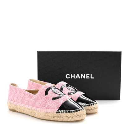 Chanel Tweed Patent CC Espadrilles 39 Pink Black 10 of 10