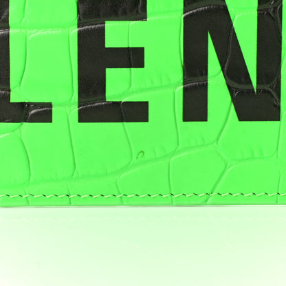 Balenciaga Shiny Calfskin Crocodile Embossed Large Cash Pouch With Handle Fluo Green Black 8 of 8
