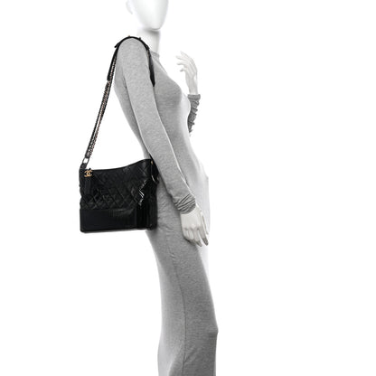 Chanel Patent Goatskin Quilted Medium Gabrielle Hobo Black 2 of 10
