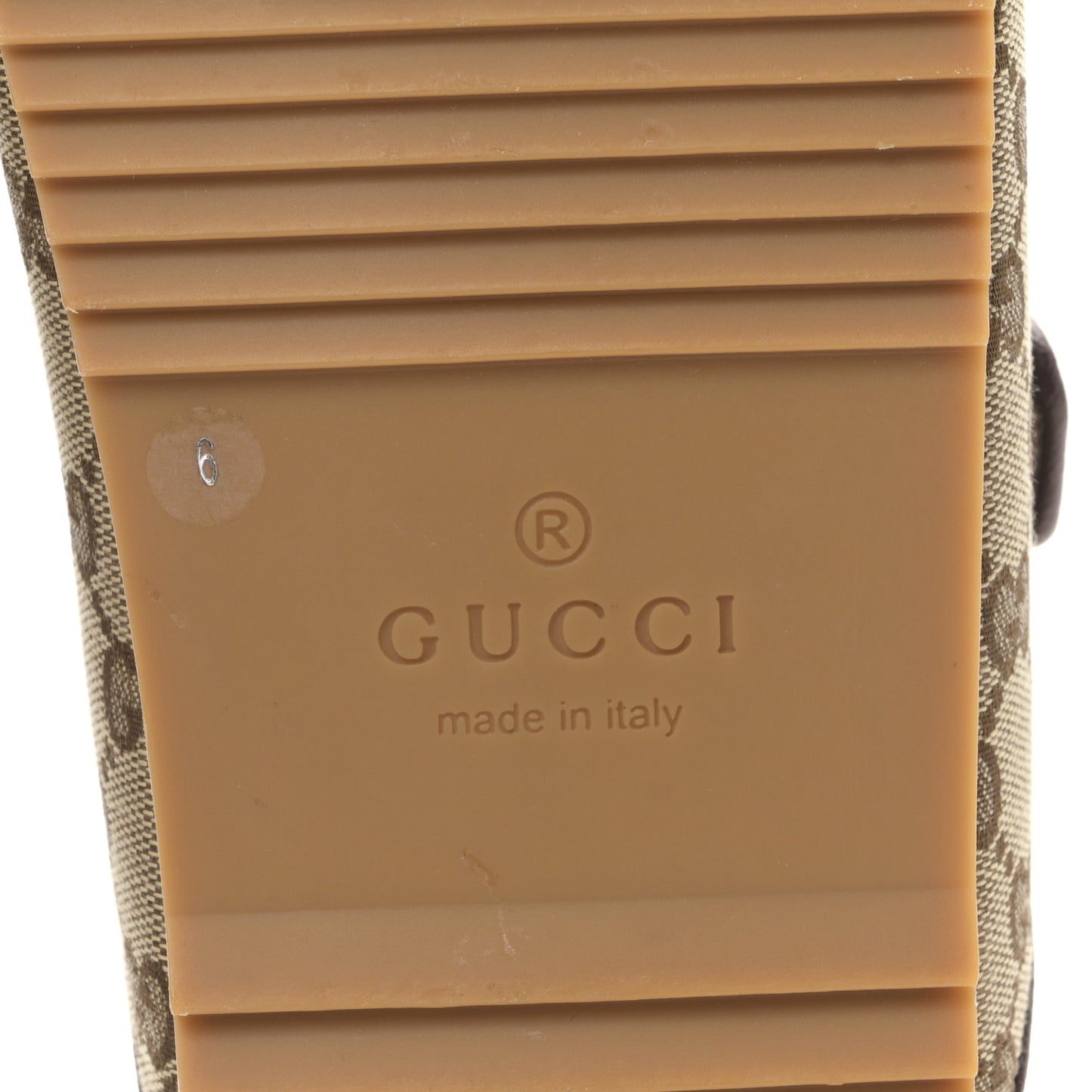 GG Monogram Lavaredo Eco Fabric Mens Slide Sandals With Straps 6 Beige Ebony Light Brown
