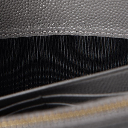 Saint Laurent Grain De Poudre Matelasse Chevron Monogram Envelope Chain Wallet Fog 8 of 9