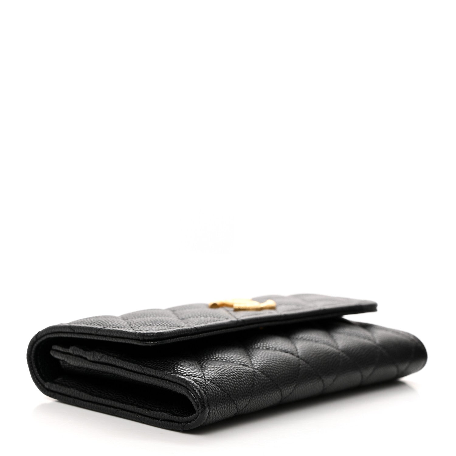 Chanel Caviar Quilted Textured CC Flap Wallet Black 4 of 9