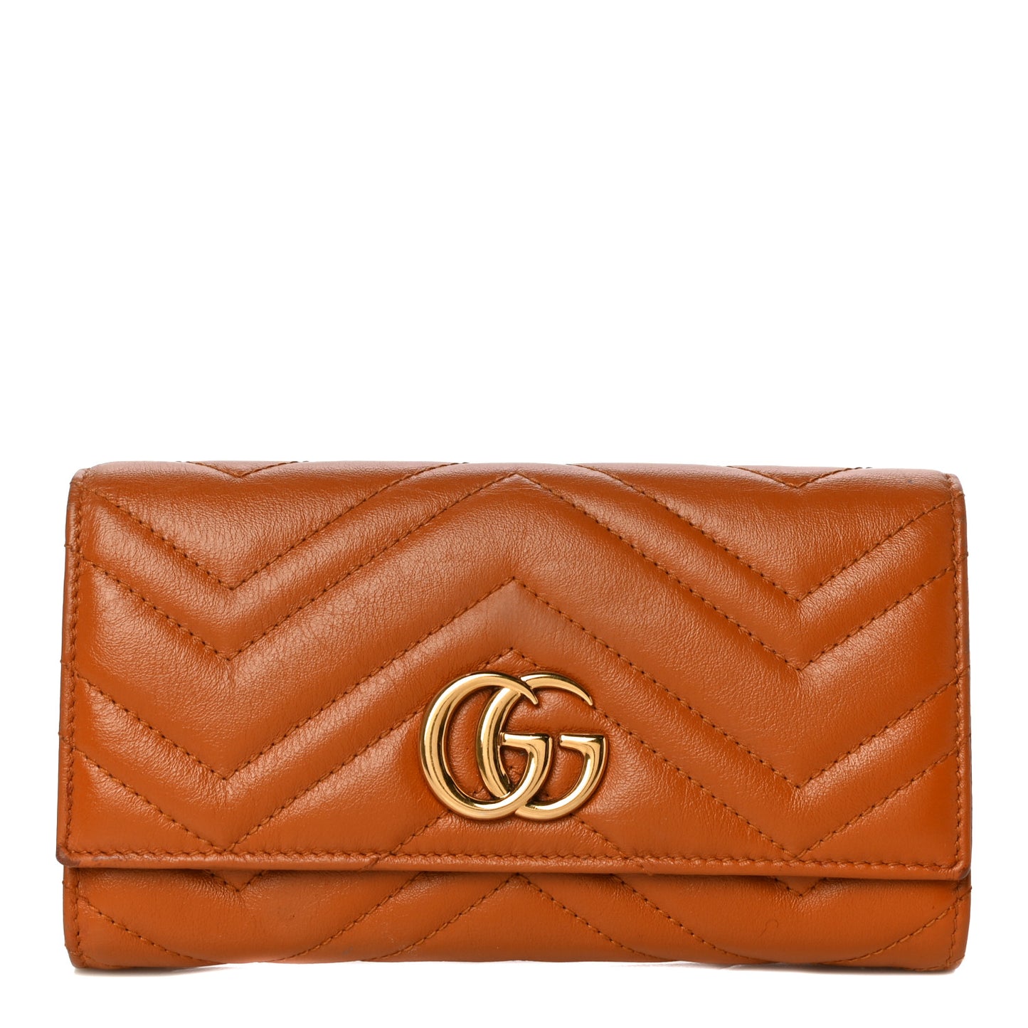 Calfskin Matelasse GG Marmont Continental Wallet Cognac