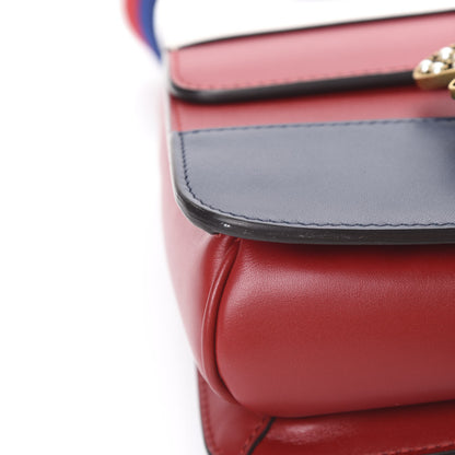 Gucci Calfskin Sylvie Web Queen Margaret Shoulder Bag Blue Agata Hibiscus Red Mystic White 10 of 12
