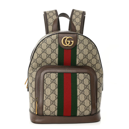 Gucci GG Supreme Monogram Calfskin Web Small Ophidia Day Backpack Beige Ebony New Acero 1 of 11