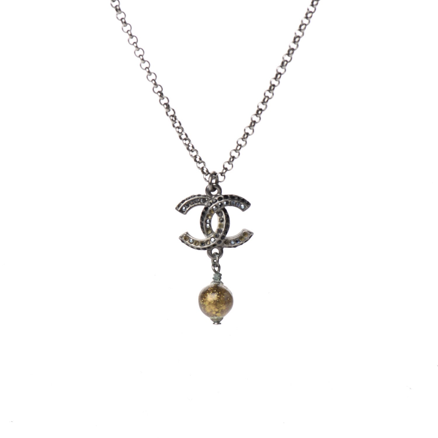 Chanel Ruthenium Crystal CC Drop Necklace 3 of 6