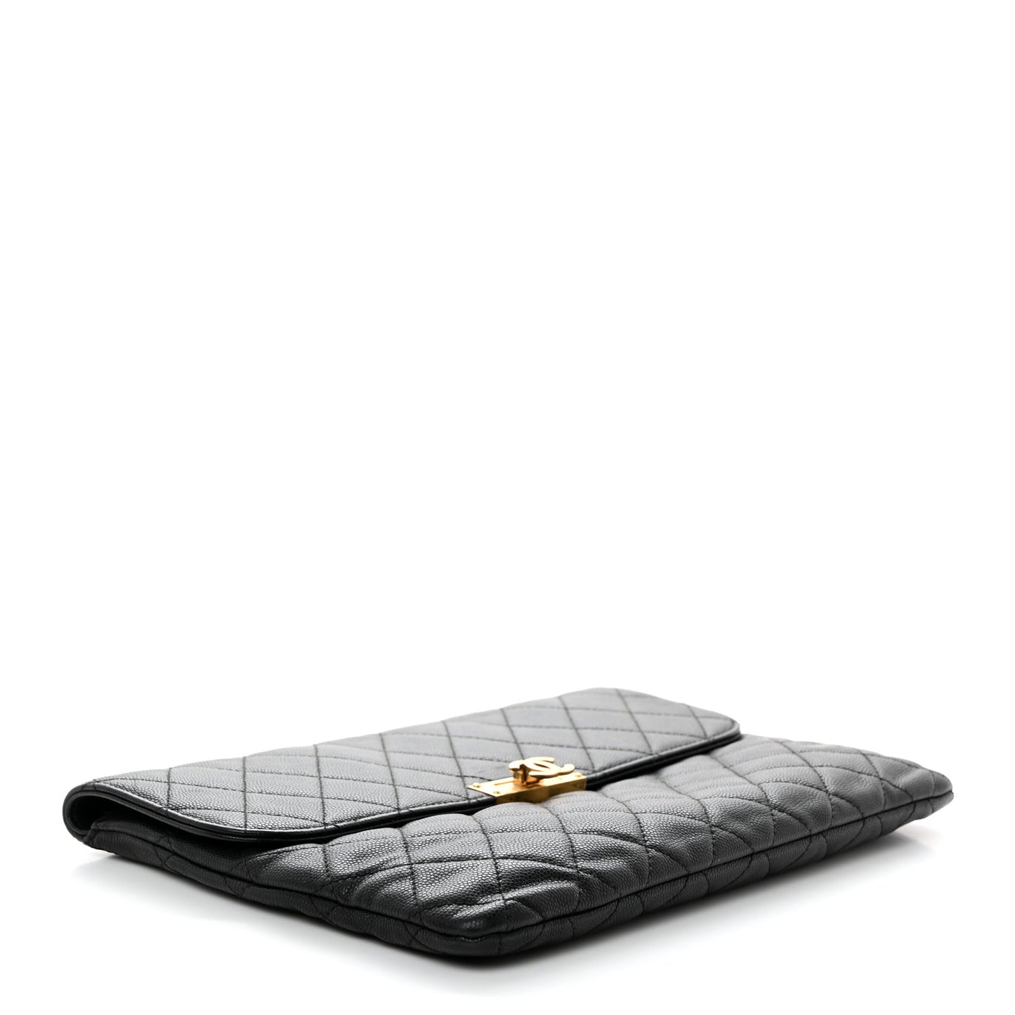 Caviar Quilted Medium Golden Class Pouch Black